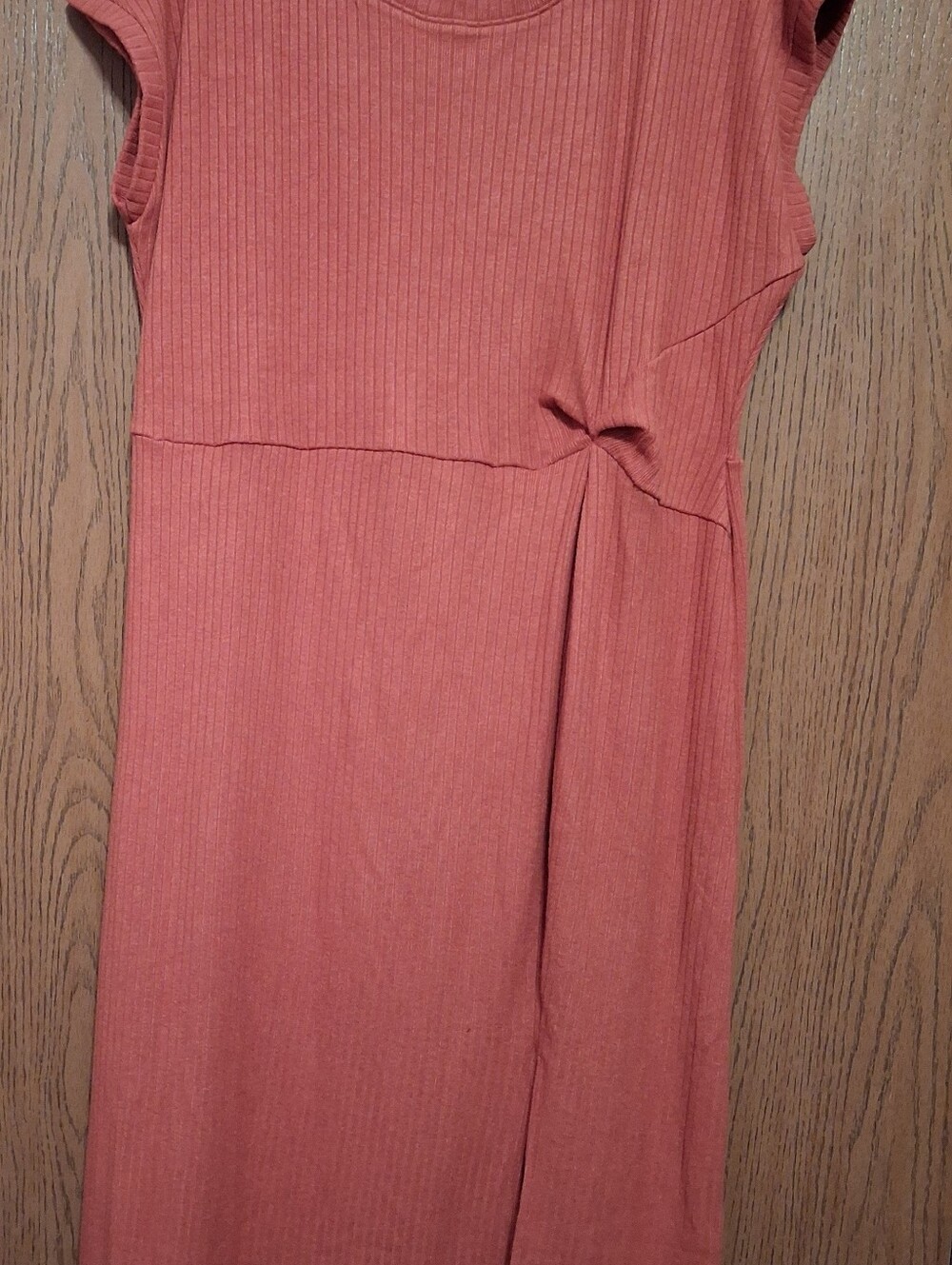 Cap-Sleeve Twist-Front Midi Dress in Dusty Rose